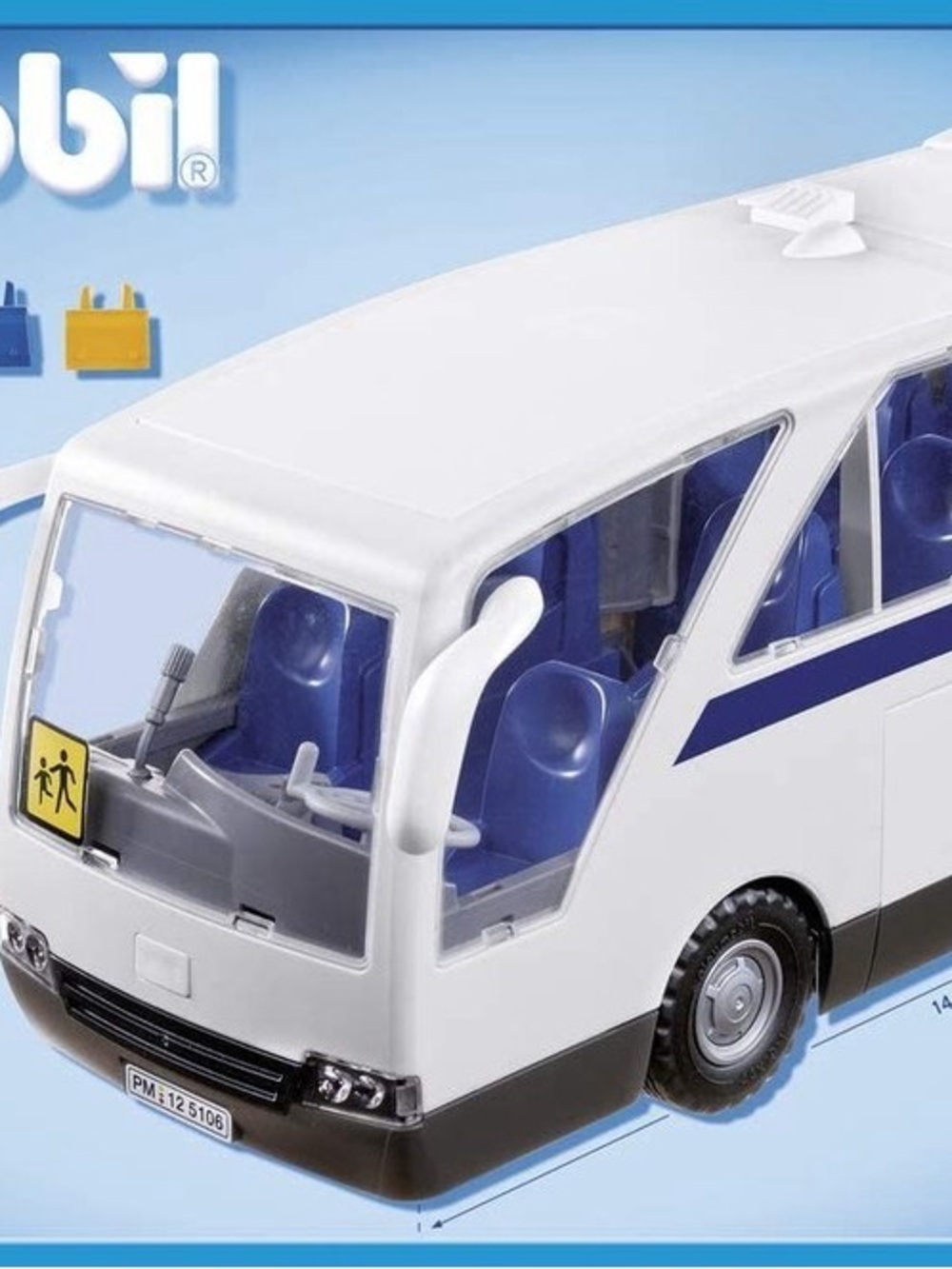 Playmobil White and Blue School Bus Toy with Accessible Interior